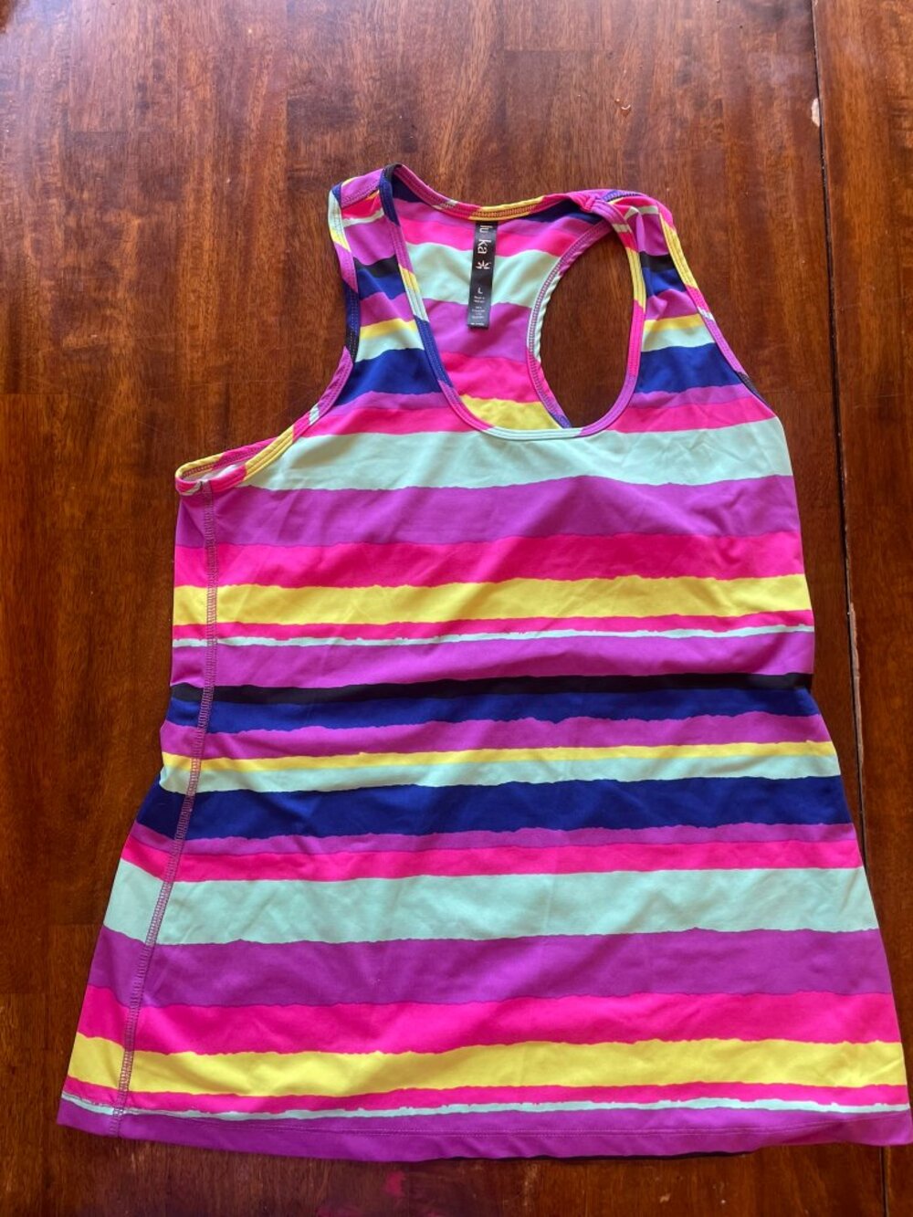 Lukka Striped Racerback Tank Top Women's Size Large Multicolor Rainbow Stretch